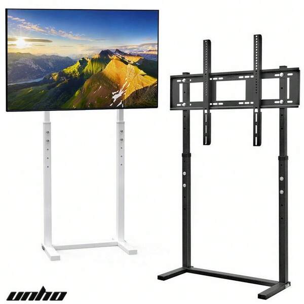 UNHO Floor TV Stand With Bracket Height Adjustable TV Stand Standing Trolley For 32"-100" Flat Panel LED LCD Screens, Max VESA 800x400, Loading Weight 40KG