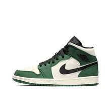 Nike Jordan Air Jordan 1 Mid 耐穿高帮复古篮球鞋，男款，白色和绿色