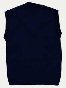 Closed School Vest With V-Neck In Acrilan – Classic Uniform For School - Navy Blue - View 4