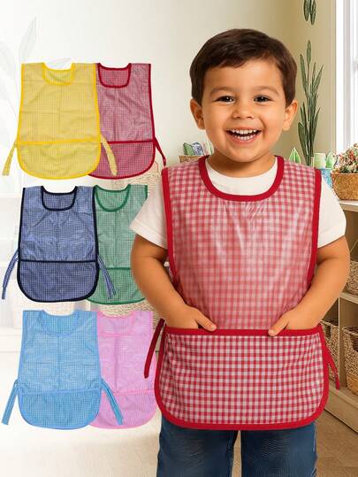 6 Batas Kínder Tela Mascota Con Capa Plástica - Mandil Protector Preescolar