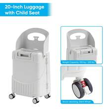 TABU 20 Inch Carry-On Luggage With Foldabel Seat Back, TSA Approved Lock, Telescopic Handle, Silent Wheel And Resistant Material, Yellow/Pink/White - 白色 - 查看 4