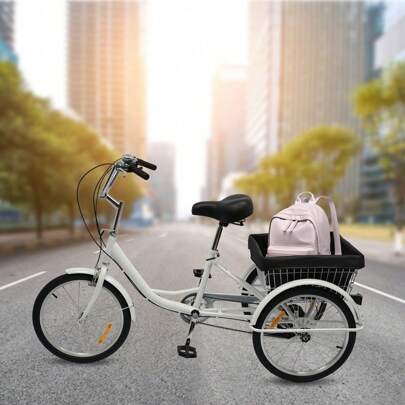 YUNRUX 8 versnellingen 20 inch driewielerfiets voor volwassenen seniorenfiets met boodschappenmand driewieler volwassen fiets met boodschappenmand voor senioren