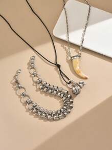 3 piezas Collar vintage de moda multicapa, adecuado para hombres y mujeres, uso diario y regalo