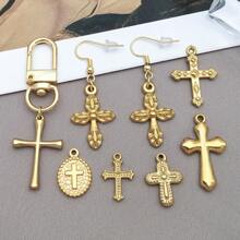 2 件不锈钢金色十字架吊坠，十字架吊坠，适用于 DIY 手链项链耳环链珠宝制作配件 - 金色 - 查看 6