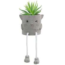 3 件套创意人造多肉植物，搭配灰色花盆，迷你盆栽多肉植物，适合家庭办公桌装饰和礼物选择