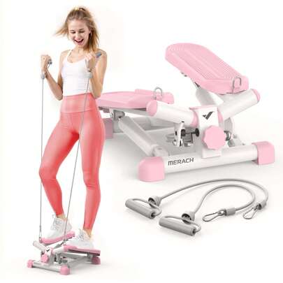 MERACH Mini Stepper Machine For Exercise Step, Twist Stair Stepper 150KG Capacity,Stepper Exercise Equipment With Resistance Band For Full Body Workout At Home Stairmaster Exercise&Fitness Equipment
