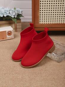 1 Pair Fashion Casual Soft Bottom Comfortable Elastic Ankle Boots, Children's Holiday Travel Autumn/Winter Short Boots
