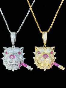 DUBSS 1 Piece Iced Out Dog Cigarette Necklace Pendant For Men Prong Setting Plated Hip Hop Jewelry - Dog - View 5