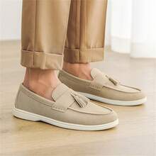 Men's Spring/Summer New Slip-On Casual Loafers - Beige, Faux Leather, Round Toe, Comfortable & Fashionable, Suitable For Daily Wear, Streetwear And Outdoor Activities