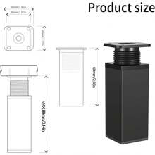 4个可调节橱柜腿，0-20毫米高度可调桌腿，铝合金厨房沙发家具可调节腿 - 黑色 - 查看 9