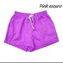 Women's Short Linen Shorts With Elastic Waistband - 紫色 - 查看 1