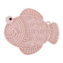 PETSIN 1pc Silicone Slow Feeder Mat, Fish/Frog Shaped, Anti-Gulping, Anti-Spill, With Suction Cup, Wall-Mountable Lick Mat For Cats & Dogs