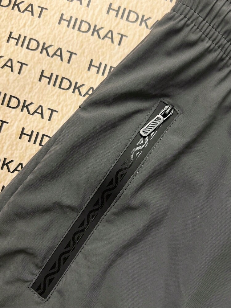 Plus Size Men's Summer High Elastic Casual Sports Shorts, Drawstring Waist With Zipper Pockets, Suitable For Leisure, Outdoor, Sports, Cycling And Daily Wear - Grey - View 4