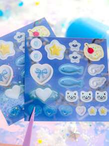 50 Sheets/Bag Sticker Book, Coated Paper Material, Nostalgic Summer Theme Stationery, Planner & Water Bottle Decor Stickers - Multicolor - View 3