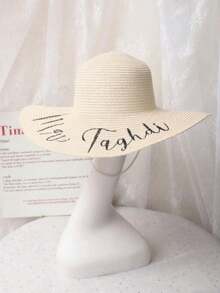 Customized Embroidered Text Sun Hat, Bachelorette Party Hat, Bridal Shower Gift, Soft Brim Beach Hat, Honeymoon Gift. A Personalized Beach Straw Hat Is A Lovely Honeymoon Gift For The Bride, Can Be A Gift For The Bridal Shower, And Can Also Be Customized With Her New "Mrs." Surname - Or Given To All Bridesmaids At A Bachelorette Party, It Will Definitely Stand Out! They Can Also Be Customized With Any Other Words/Phrases. - Multicolor - View 8