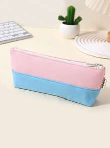 1 件双色缝线船形铅笔盒，简约时尚的风格设计，顺滑拉链 - 便携式文具收纳袋，可容纳书写笔、橡皮擦、尺子、圆珠笔，适用于学生考试用品的收纳和装饰，时尚学校用品，返校必需品 - 送给朋友的礼物