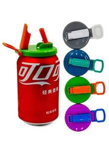 Reusable Soda Can Lids With Straw-Leakproof Silicone Covers For Cans, Airtight Seal, Prevents Spills, Fits Standard Cans|Portable Drink Accessories For Travel, Picnic, Outdoors(1PC,Color Random)