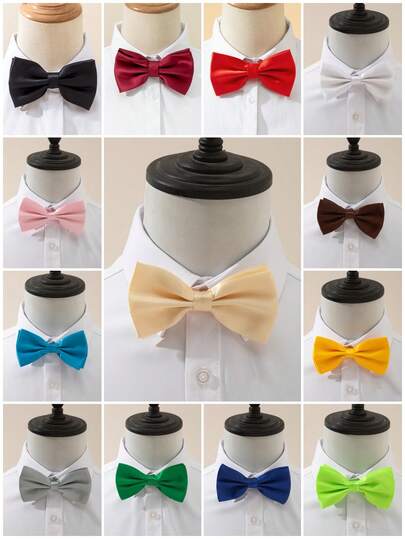 1 件男士缎面纯色领结，适合礼服衬衫、婚礼、商务、农历新年、派对庆祝男士领带