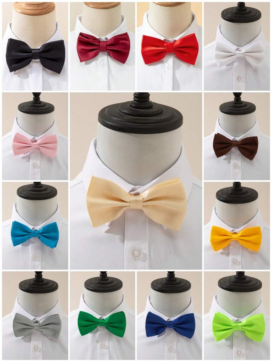 1 件男士缎面纯色领结，适合礼服衬衫、婚礼、商务、农历新年、派对庆祝男士领带 - 彩色 - 查看 1