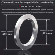 Anillos de centrado de llantas de aleación de aluminio (paquete de 4) para VW Audi (57,1-67,1 mm) - Unitalla - Ver 2