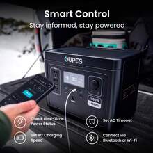 OUPES 1500W 1488Wh Portable Power Station Solar Generator LiFePO4 Battery Pack With 10 Outputs For Outdoor Camping, RV/Van Travel, Emergency Situations, Home Backup - 黑色 - 查看 3