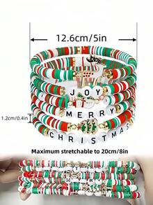 6 款圣诞手链套装 - 绿色圣诞麋鹿和红色圣诞糖果可叠戴手链，适合个人装饰、圣诞礼物、儿童礼物、生日礼物、友谊手链、节日派对礼物，充满欢乐的圣诞风格，适合女性和青少年，3 岁至成人，非常漂亮的装饰，完美的圣诞礼物 - 彩色 - 查看 10