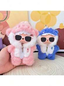 17cm Hanging Ornament Outfit, Blue & Pink Shark Suit, Rabbit Suit Plush Doll Clothes, Cute & Adorable (Clothes Only), Blind Box Hanging Ornament Doll Outfit, Suitable For Daily Wear, Festivals, Birthday Gifts, Doll Collection, Outdoor Activities And More