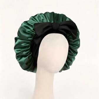 1pc Luxurious Satin Bonnet Silk Bonnet Adjustable Bonnet For Sleeping Hair Bonnet With Tie Band Bonnets For Women Men Silk Bonnet Satin Bonnet Bow Home Bathroom Decor Fall Decor