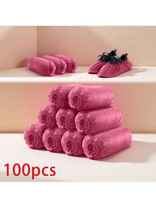 100 pièces Couvre-chaussures jetables de 13,8 x 7 pouces en film PE pour garder le sol propre. Couvre-chaussures imperméables et antidérapants pour la maison, le bureau, l'école, les chaussures et les bottes