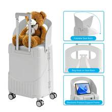 TABU 20 Inch Carry-On Luggage With Foldabel Seat Back, TSA Approved Lock, Telescopic Handle, Silent Wheel And Resistant Material, Yellow/Pink/White - 白色 - 查看 6