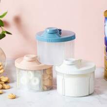 1 件婴儿便携式零食饼干粉分配盒，可旋转 4 隔间设计，易于拆卸和清洁 - 彩色 - 查看 1