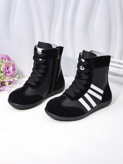 Modische Kinder High Top Schuhe, neue Mädchen Stiefeletten mit flachem Absatz, leicht und bequem, Mittlere bis Große Kinder Stiefel mit Reißverschluss, Jungen Freizeitstiefel mit niedrigem Schaft, geeignet für Schule, Studenten, Babys, Sportliche Knöchelstiefel