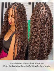 Chocolate Braiding Hair For Boho Braids Water Wave 4# Bulk Human Hair For Braiding No Weft Wet And Wavy Curly Human Hair Extensions 2 Bundles/Pack 90g