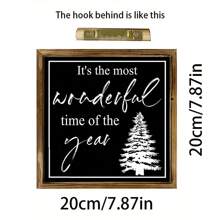 1 pieza Cuadro de madera con diseño de reno de 20x20cm - Letrero rústico de granja navideña, decoración nórdica hecha a mano para sala de estar y dormitorio, regalo de estilo cabaña acogedora para ella, decoración del hogar, decoraciones navideñas, decoración de habitación de invierno