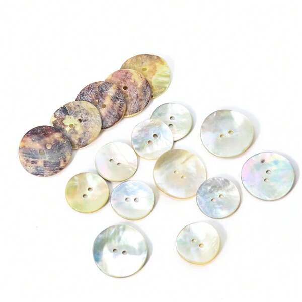 6 piezas de 20/25mm Botones redondos de concha natural de 2 agujeros, hechos a mano para scrapbooking, costura, decoración de ropa, accesorios DIY, manualidades de scrapbooking