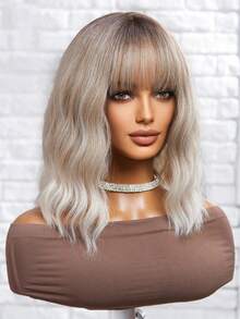 High Quality Natural Comfortable Women's Wig Ombre 14 Inch Fluffy Bob Wig, Full Headpiece Long Curly Heat Resistant Women's Elegant Ombre Wig, Short Curly Synthetic Heat Resistant Wig Perfect For Daily Holiday Travel Wear, Beauty Holiday Necessities, Halloween Christmas Gifts - Ombre - View 2
