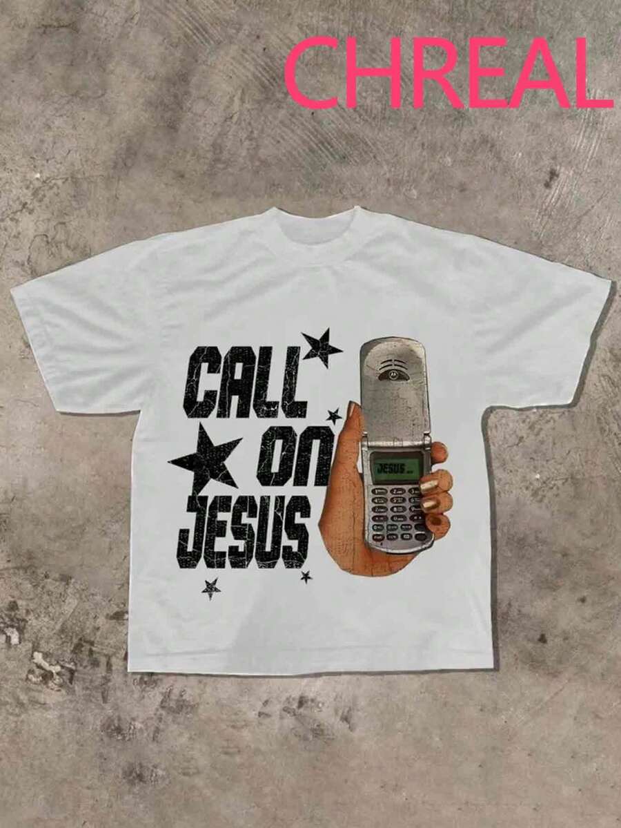 CALL ON JESUS Printed Fashionable And Soft And Comfortable Casual T-Shirt, Suitable For Both Men And Women - trắng - Xem 1
