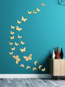 36 Stücke Schmetterling Wandaufkleber für Wanddekoration - Schlafzimmer, Wohnzimmer, Badezimmer, Dorm, Tür - 3D Acryl Spiegel Dekoration: Heim/Raum/Ästhetik/Herbst/Weihnachten/Hochzeit/Büro Dekoration