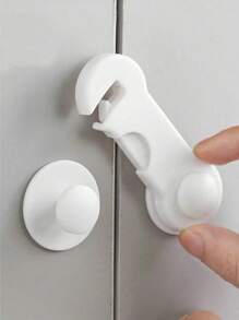 1 件白色冰箱锁，易于安装，无需钻孔冰箱门锁 - 自动关闭，确保密封和儿童保护，多用途用于抽屉和橱柜，厨房：消毒柜/烤箱门锁，浴室保护：马桶盖/洗衣机锁，