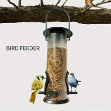 Automatic Multi-Hole Bird Feeder - Easy To Refill Hanging Pet Food Dispenser, Attracts Wild Birds, For Outdoor Use, Green Cover And Transparent Plastic Sides For Observation, Outdoor Bird Feeder