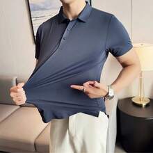 Men's Comfortable Ice Silk Polo Shirt - 灰色 - 查看 1
