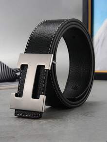 1 条男士皮带，荔枝纹光滑带扣，H 型带扣，时尚休闲百搭腰带秋冬配饰，适合青少年、青年、男士、休闲、户外、运动、度假、毕业礼物、生日、日常穿着