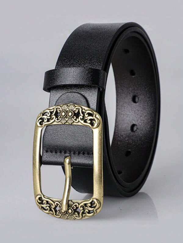 New Antique Bronze Buckle PU Leather Men's Casual Belt, High Quality Durable Jeans Belt