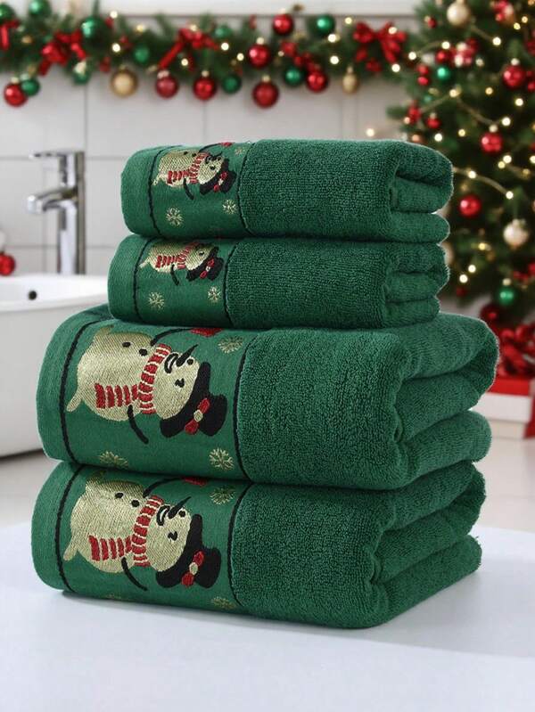 1 pieza/2 piezas Toalla de baño de algodón con bordado de ciervos navideños lindos, súper suave y grande, de secado rápido, sin pelusa, toalla de sauna, alta absorbencia, ligera y compacta, toalla de invitados, accesorio de baño de alta calidad, mejor regalo para la pareja. Tamaño de la toalla: 40*75cm, Tamaño de la toalla de baño: 70*140cm