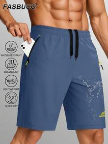 FASBUCO Men's Hiking Shorts 9" Quick Dry Athletic Shorts With Zipper Pockets For Gym, Workout, Basketball, Running - Blue Gray - View 2