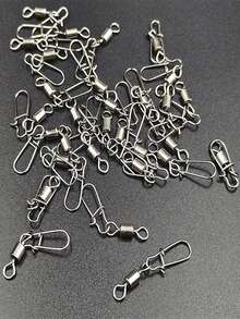 50个美式加强型弹簧转环2#4#6#8#10#12#14#鱼饵强力弹簧钩连接器钓鱼配件工具 - 銀色 - 查看 3