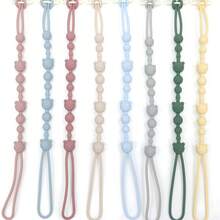 1条带夹子的硅胶奶嘴链，磨牙玩具，适用于大多数奶嘴，婴儿旅行必备品