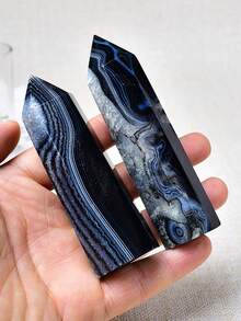 CUPIDCRYSTAL 天然黑玛瑙塔点、水晶柱、完美水晶礼品、裸石珠宝制作、独特家居装饰冥想石 - 黑瑪瑙 - 查看 6
