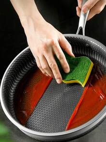 Importeek sartén wok antiadherente inducción base plana cocina asiática preparación alimentos resistente fácil limpieza diseño moderno profesional hogar compatible electricidad gas herramientas chef - Plateado - Ver 8