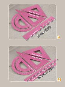 Custom Ruler Set With Text,Personalized Rulers,Triangle Ruler,Wave Line Ruler,Protractor,Back To School Supplies,College Essentials,Teacher's Day,Drawing,Painting,Measuring Tools,School Supplies,Stationery,Two Colors,Customized,Customizable,Daily,Students,Teachers,Offices,Boys,Girls,Friends - Multicolor - View 4